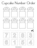 Cupcake Number Order Coloring Page
