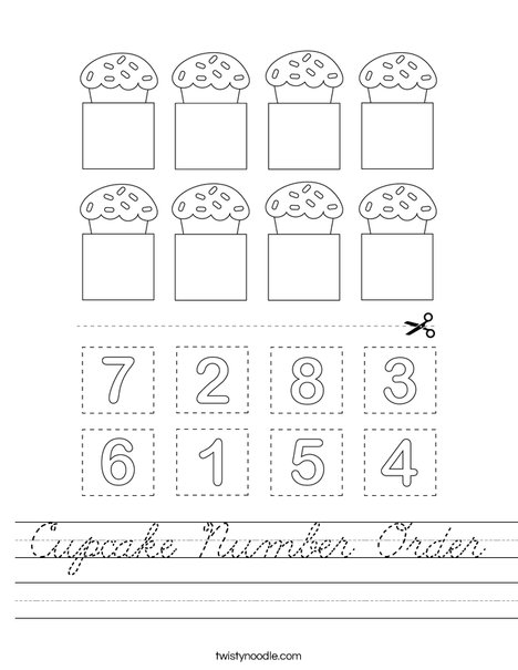 Cupcake Number Order Worksheet