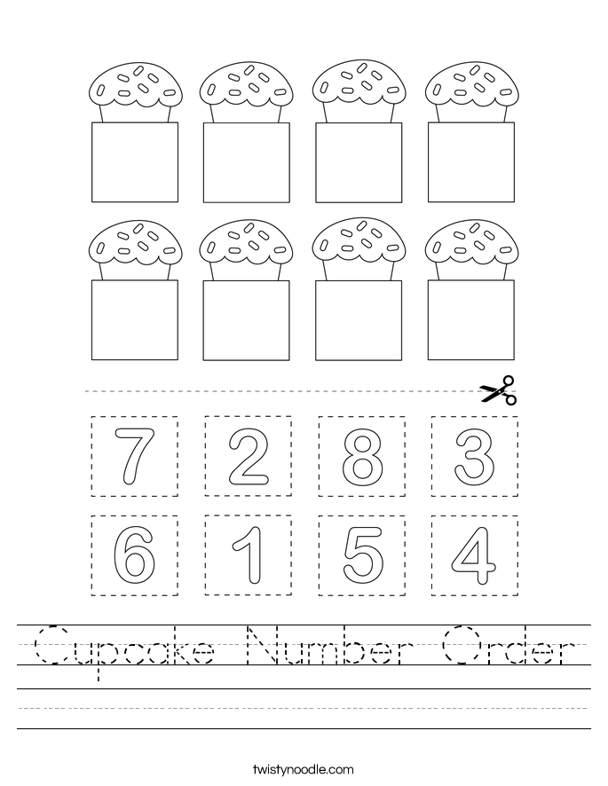 Cupcake Number Order Worksheet