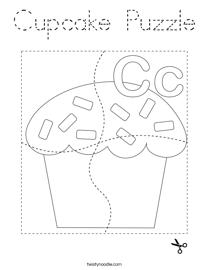 Cupcake Puzzle Coloring Page