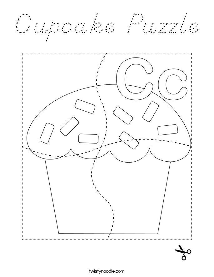 Cupcake Puzzle Coloring Page