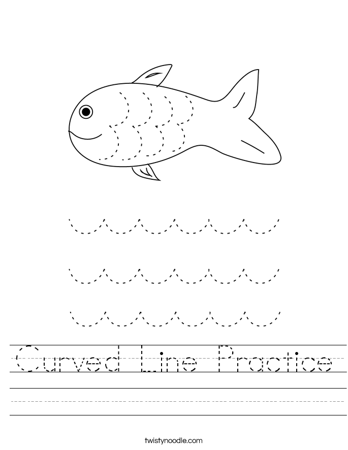 curved line practice worksheet twisty noodle