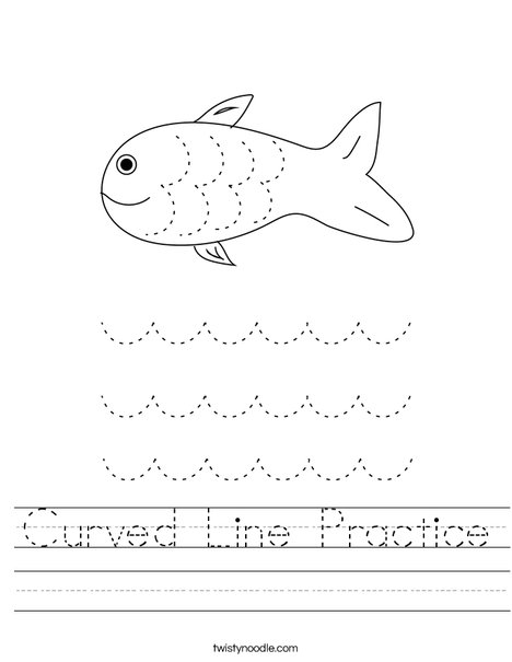 Curved Line Practice Worksheet - Twisty Noodle