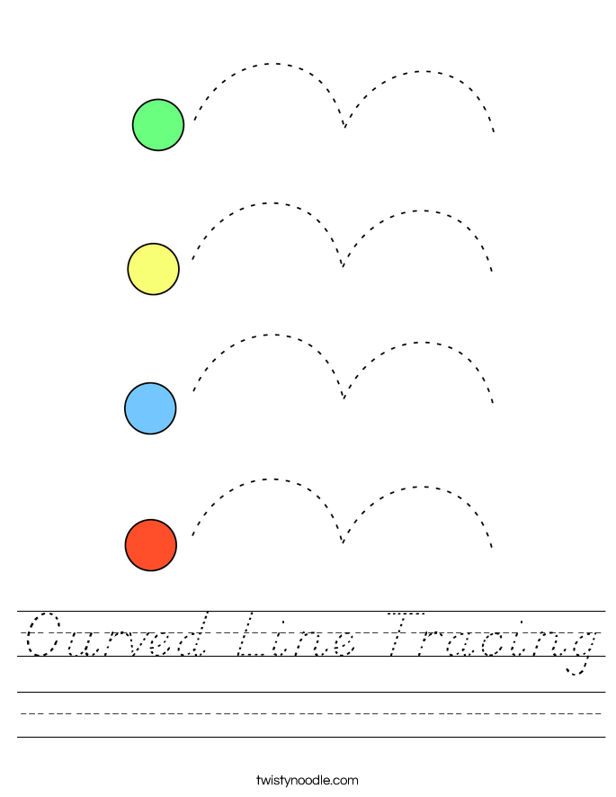 curved line tracing worksheet dnealian twisty noodle