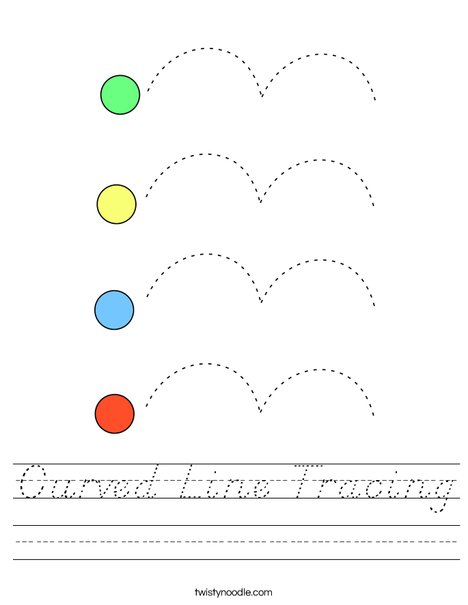 curved line tracing worksheet dnealian twisty noodle
