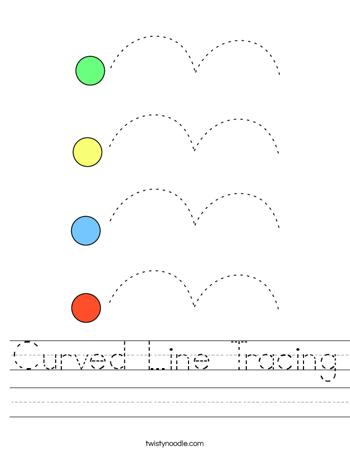 curved line tracing worksheet twisty noodle