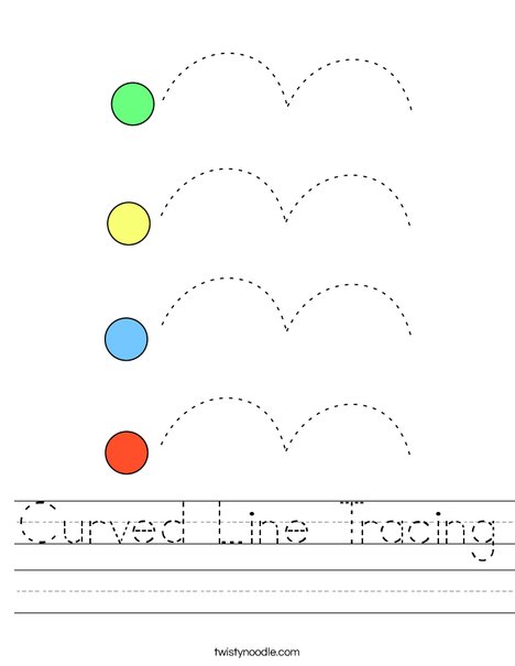 curved line tracing worksheet twisty noodle