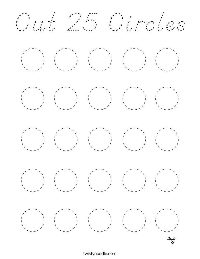 Cut 25 Circles Coloring Page