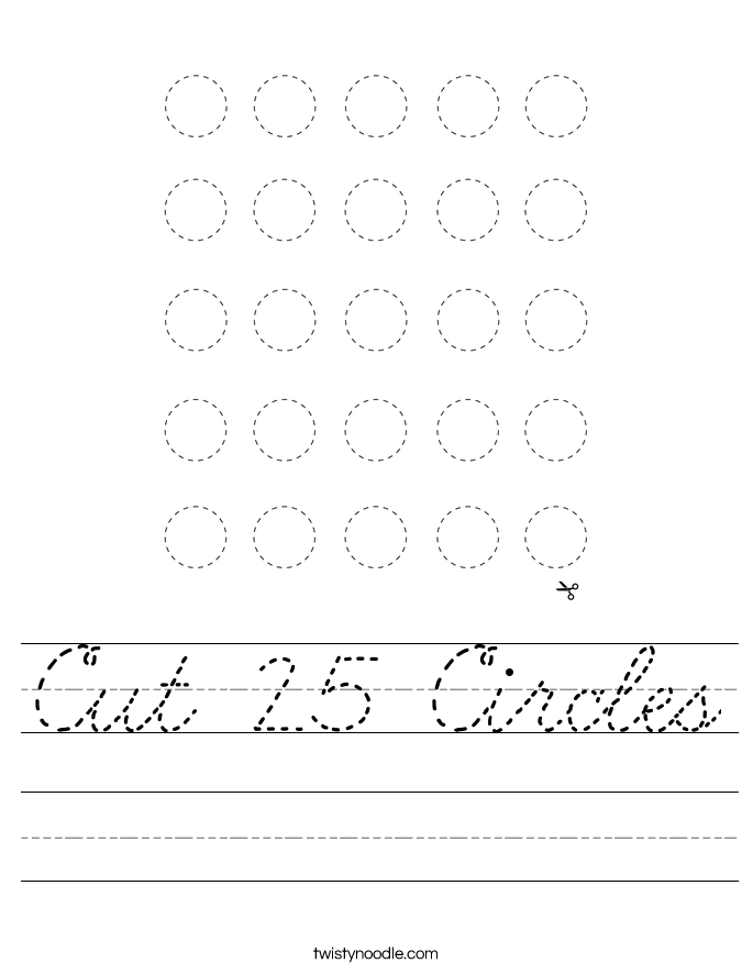 Cut 25 Circles Worksheet