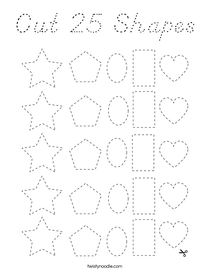 Cut 25 Shapes Coloring Page