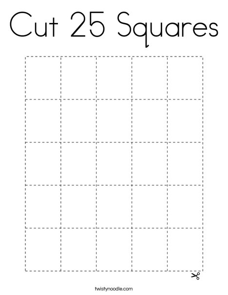 Cut 25 Squares Coloring Page