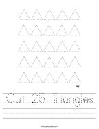 Cut 25 Triangles Handwriting Sheet