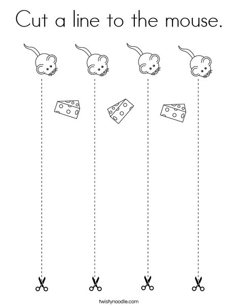 Cut a line to the mouse. Coloring Page