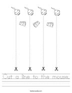 Cut a line to the mouse Handwriting Sheet