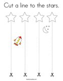 Cut a line to the stars Coloring Page