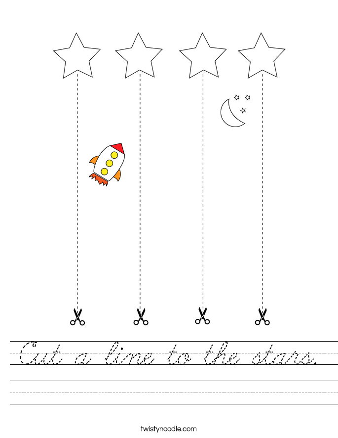 Cut a line to the stars. Worksheet