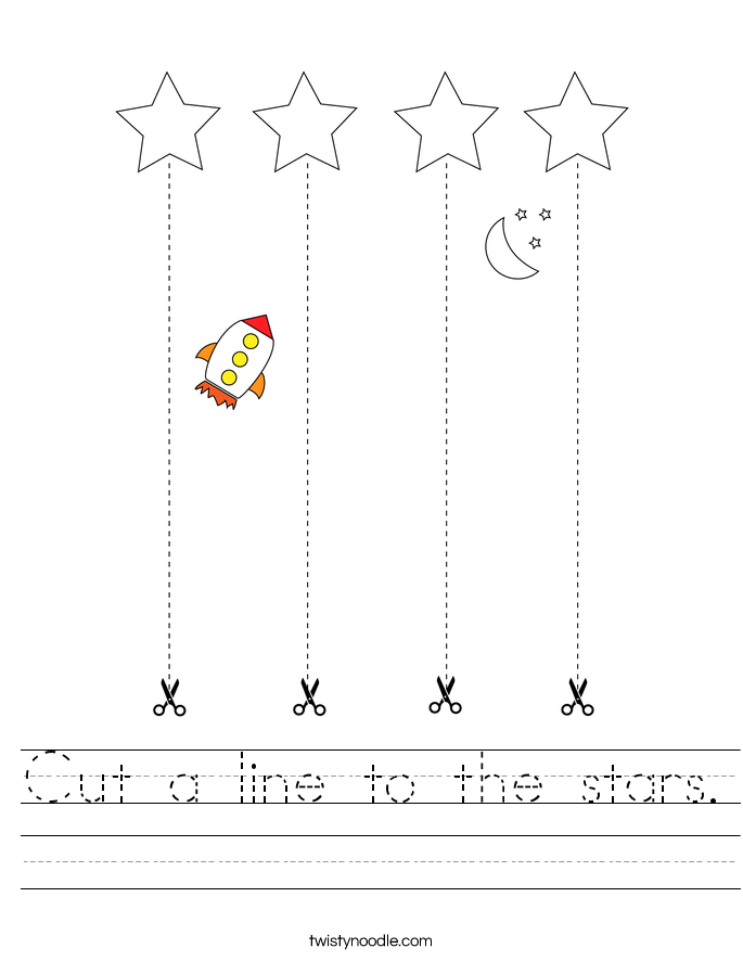 Cut a line to the stars. Worksheet