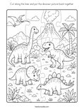 Cut along the lines and put the dinosaur picture back together. Coloring Page