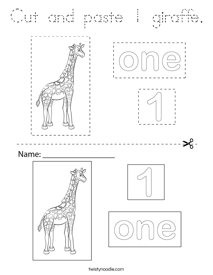 Cut and paste 1 giraffe. Coloring Page