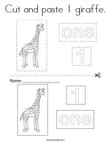Cut and paste 1 giraffe Coloring Page