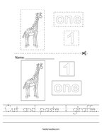 Cut and paste 1 giraffe Handwriting Sheet