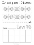Cut and paste 10 buttons Coloring Page