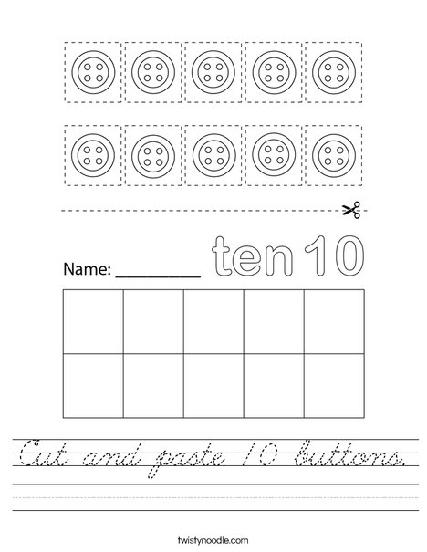 Cut and paste 10 buttons. Worksheet