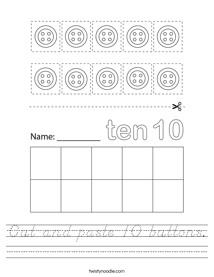 Cut and paste 10 buttons. Worksheet