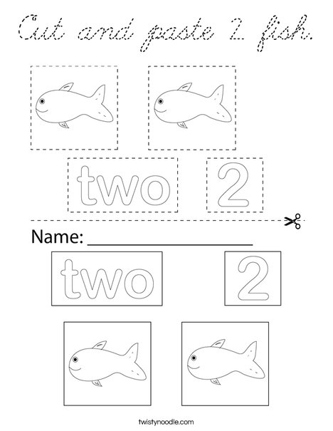 Cut and paste 2 fish. Coloring Page