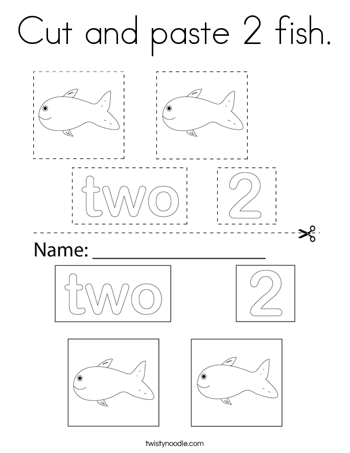 Cut and paste 2 fish. Coloring Page
