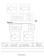 Cut and paste 2 fish Handwriting Sheet