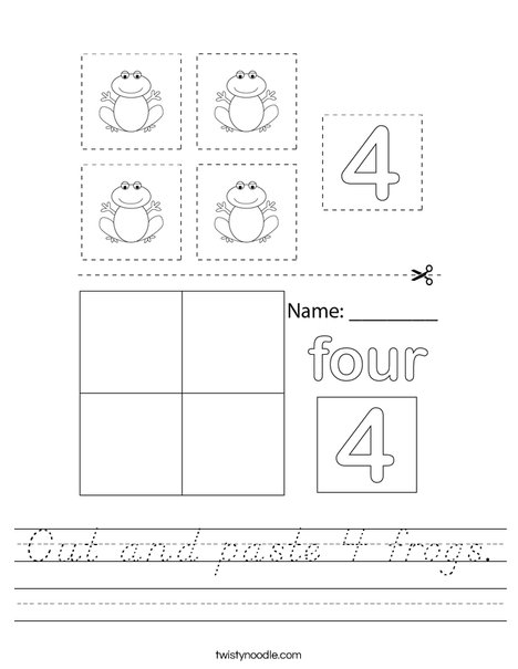 Cut and paste 4 frogs. Worksheet