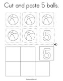 Cut and paste 5 balls Coloring Page