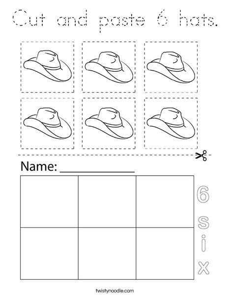 Cut and paste 6 hats.  Coloring Page