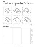 Cut and paste 6 hats Coloring Page
