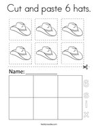 Cut and paste 6 hats Coloring Page