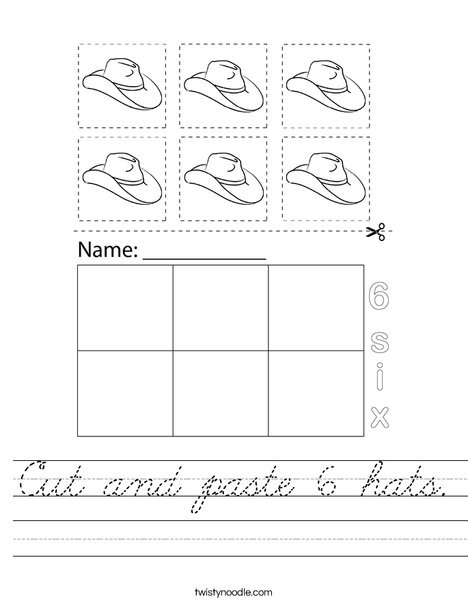Cut and paste 6 hats.  Worksheet