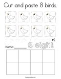 Cut and paste 8 birds Coloring Page