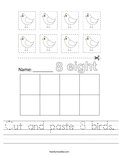 Cut and paste 8 birds. Worksheet