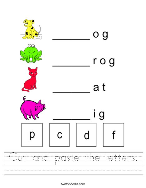 Cut and Paste Animals Worksheet
