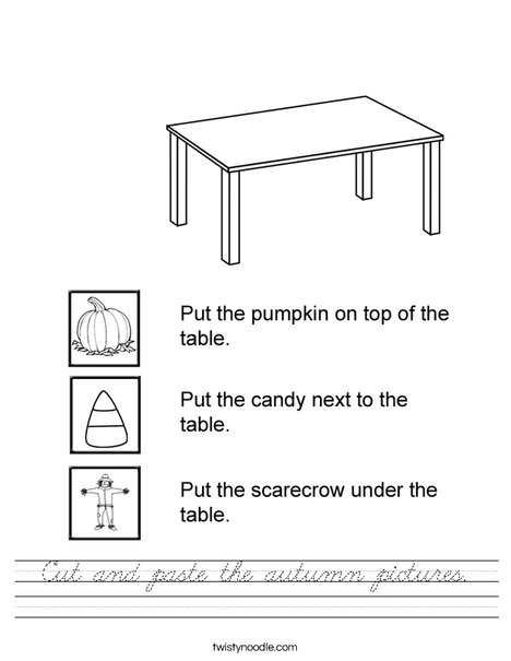 Cut and Paste Autumn Pictures. Worksheet