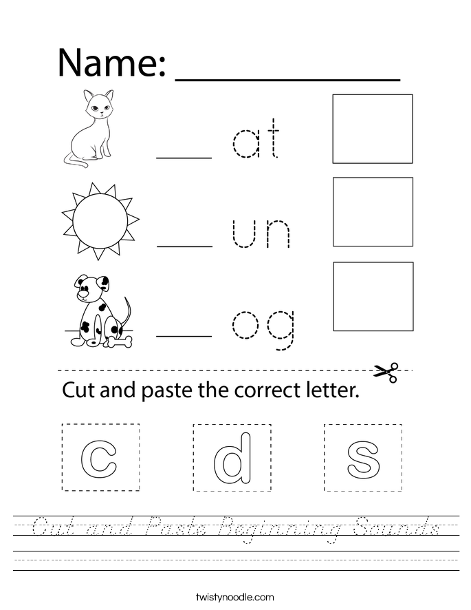 Cut and Paste Beginning Sounds Worksheet