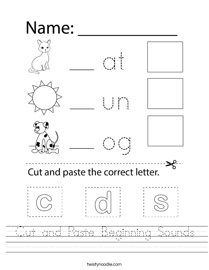 Cut and Paste Beginning Sounds Worksheet