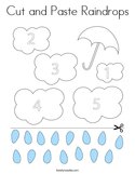 Cut and Paste Raindrops Coloring Page