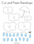 Cut and Paste Raindrops Coloring Page