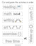 Cut and paste the activities in order Coloring Page