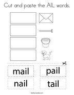 Cut and paste the AIL words Coloring Page
