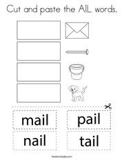 Cut and paste the AIL words Coloring Page