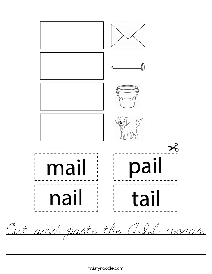 Cut and paste the AIL words. Worksheet