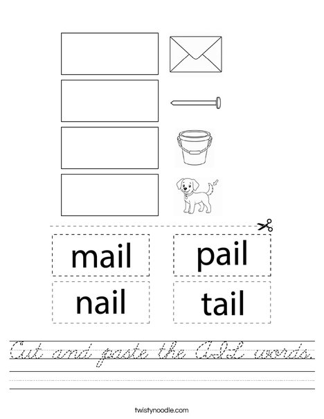 Cut and paste the AIL Words Worksheet